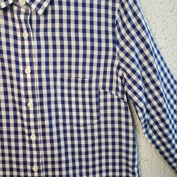 Untuckit Shirt Womens 4 Blue White Gingham Long Sleeve Preppy Classiccore 34x30 - Picture 5 of 9